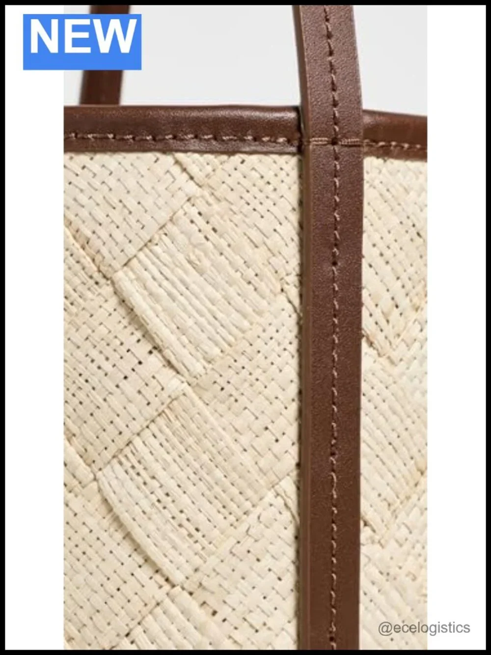 Women's Cylinder Straw Top-Handle Bag with Leather Trim - Beach & Travel